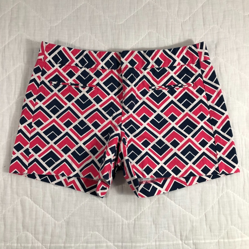 Gap Shorts‎ Womens Size 00 Geometric Pink Blue White Low Rise Canvas 3.5" Inseam